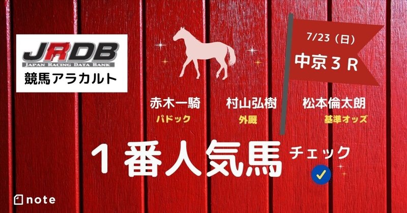 7/23（日）中京３Ｒ　１番人気馬チェック