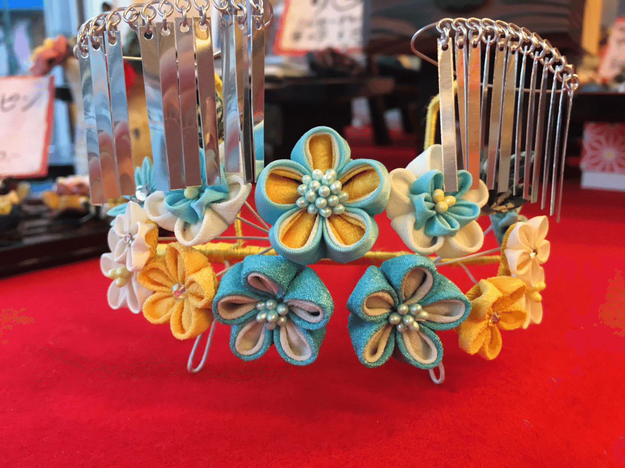 つまみ細工　勝山セット　七五三用 つまみ細工かんざし（勝山のセット）画像集｜つまみ細工の東京クラフト