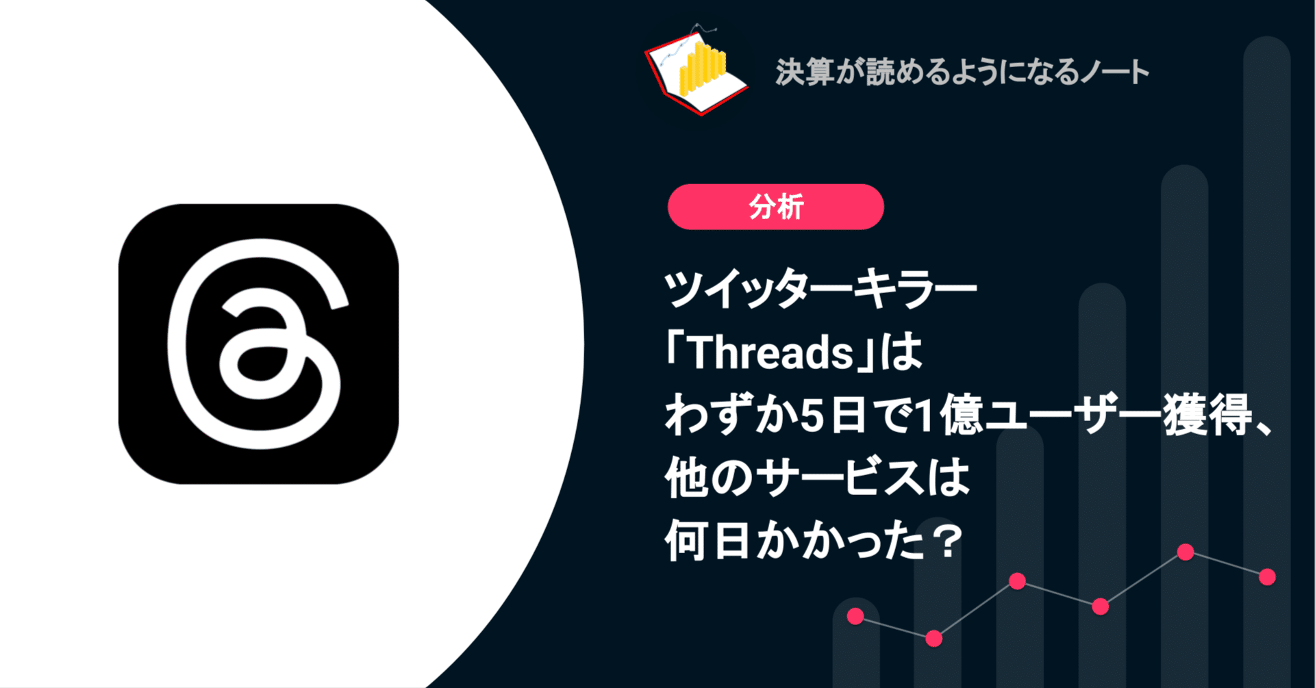 Q. ツイッターキラー「Threads」はわずか5日で1億ユーザー獲得、他のサービスは何日かかった？｜決算が読めるようになるノート