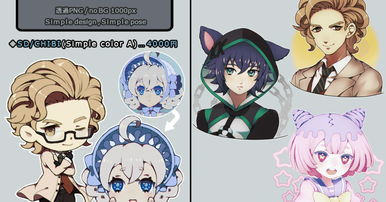 多忙のため受付停止中 イラストコミッション ちびキャラ ヘッドショット Sample And Price Mochalina Note