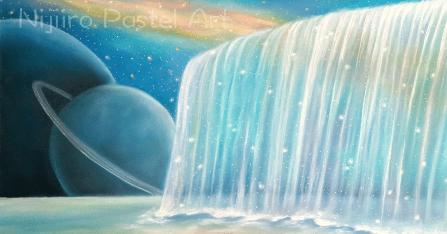 パステル画『宇宙の滝』｜KAORI