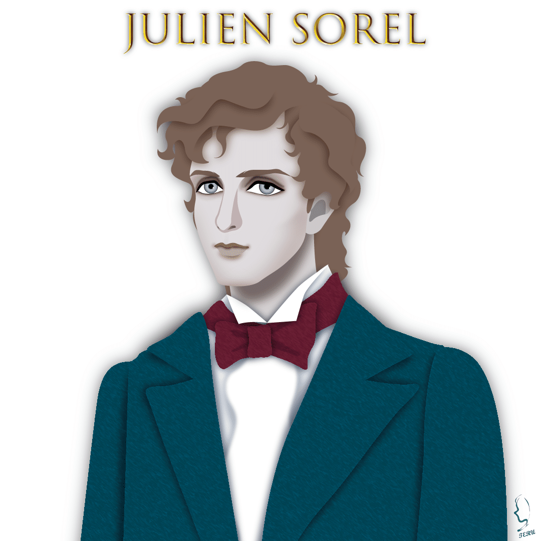 スタンダールの小説『赤と黒』の主人公『ジュリアン・ソレル』のイラスト🎨｜輝っち
