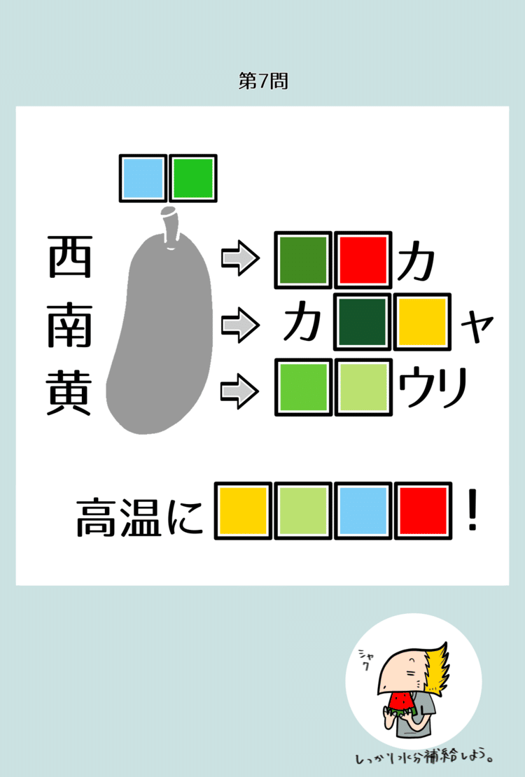 暗号を作りました。　熱中症には気をつけましょう。