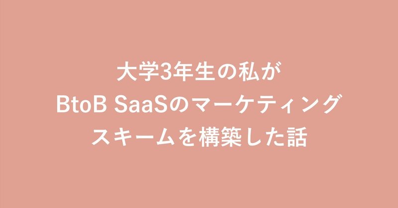 大学３年生の私がBtoB SaaSのマーケティングスキームを構築した話