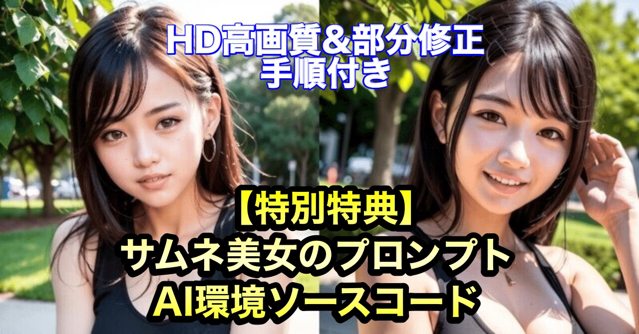たった5分】AI美女の作り方 | 【特別特典】サムネ美女プロンプトあり | HD高画質&部分修正の手順付き | Stable  Diffusion｜エニグマ@文系エンジニアから海外へ