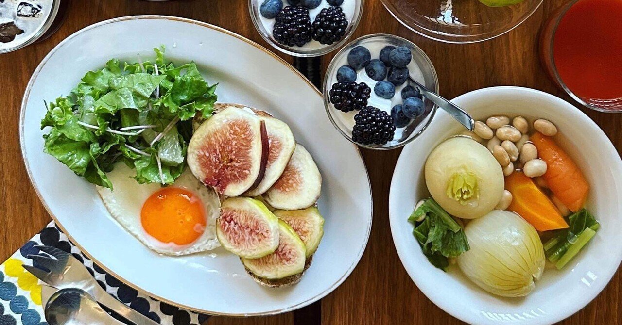 無農薬いちじくのオープンサンドとお豆のポトフ｜みずのさちこ