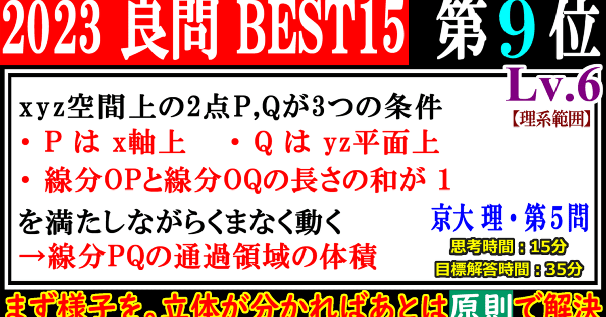 く日はお得♪ PieceCHECK(2023-44) 線分の通過領域の 2023年良問BEST15(9位) ウェア