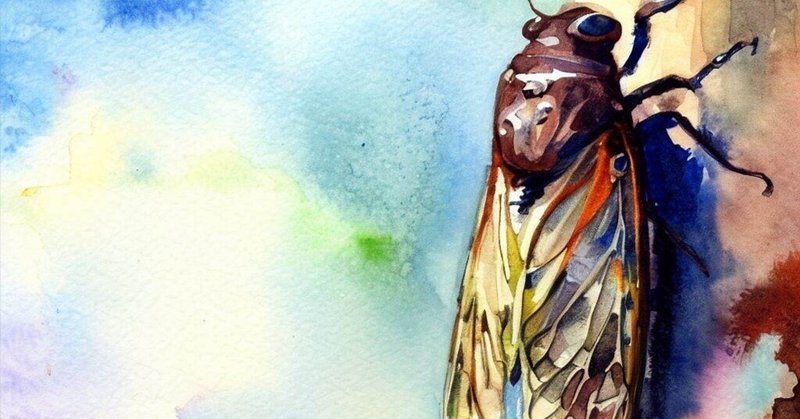 絵画「蝉時雨」　水彩画 絵画「蝉時雨」水彩画