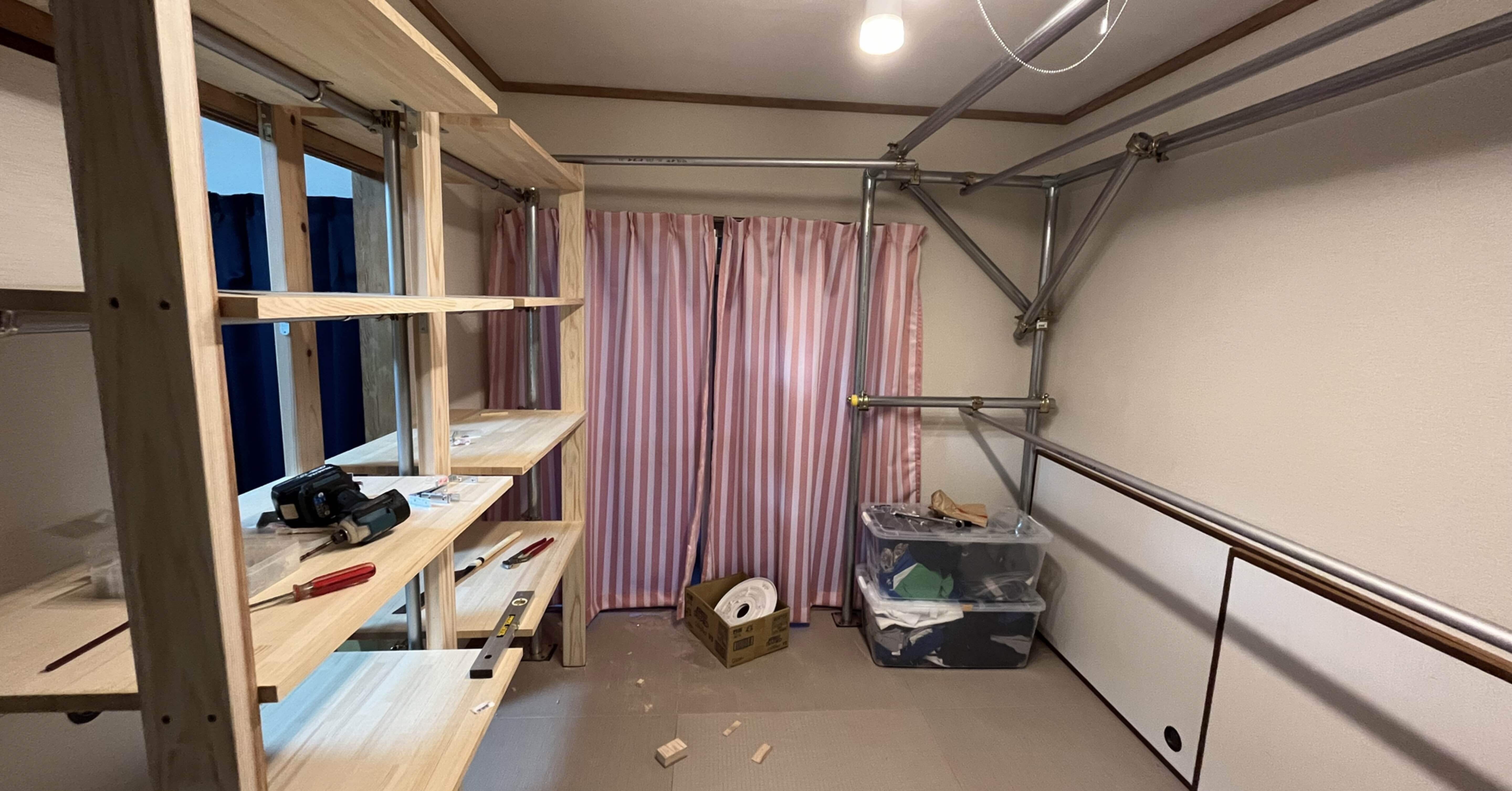 単管パイプ棚 全くのど素人が単管パイプでラック作ってみた。｜13号