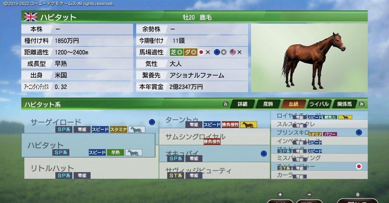 ウイポ9 ウイニングポスト9 2022 系統確立 ＃ハビタット系｜マスト