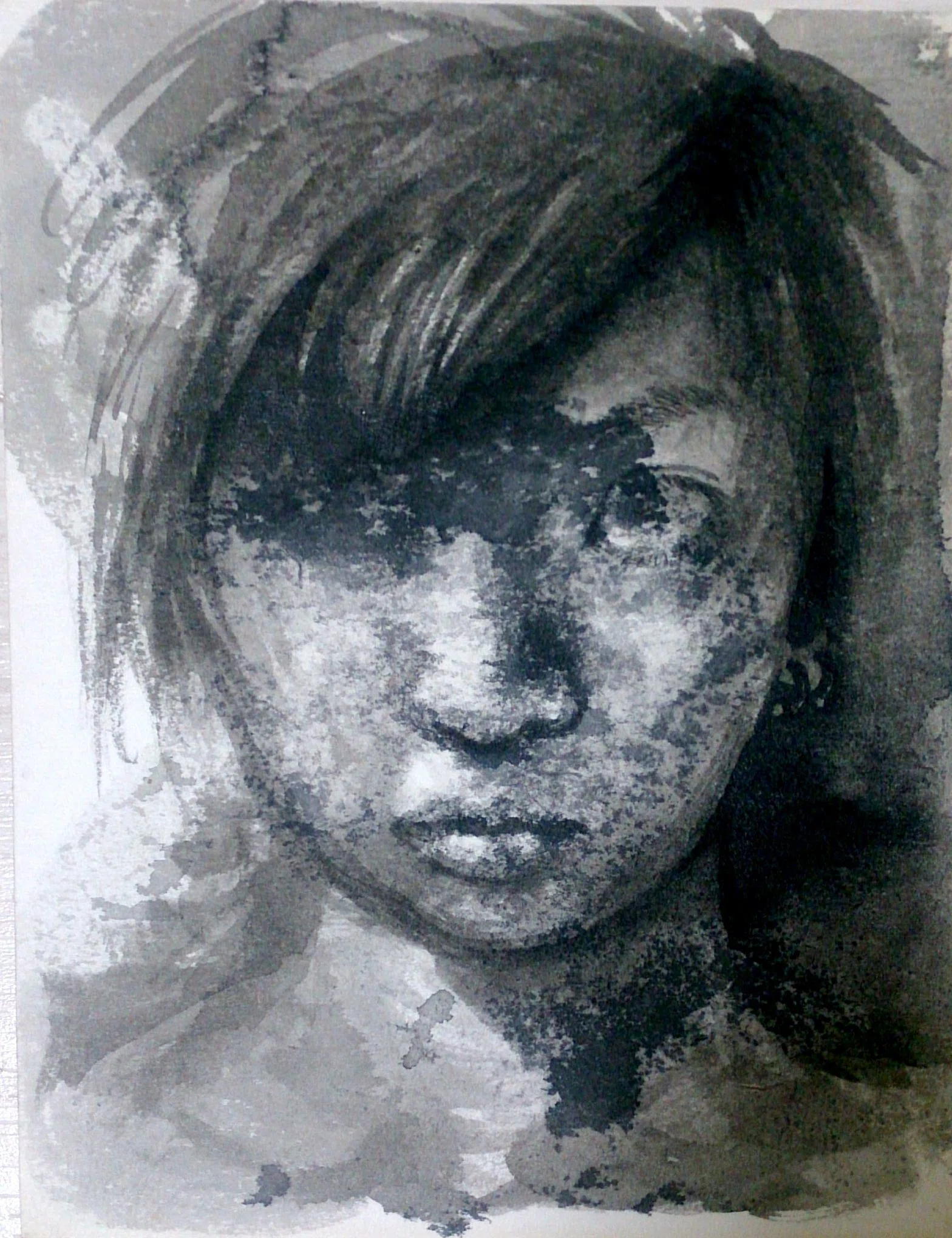 自画像 自画像2005」水墨画｜クマザワクリ