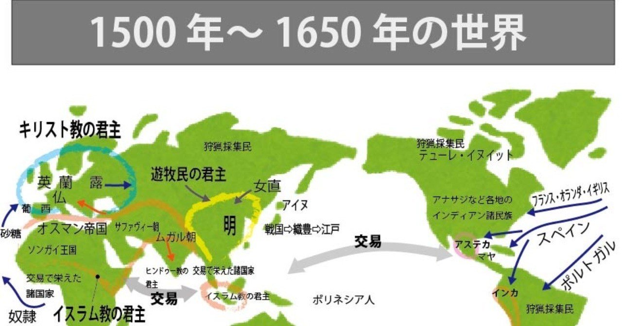 図解 ゼロからはじめる世界史のまとめ 1500年 1650年の世界 みんなの世界史 Note