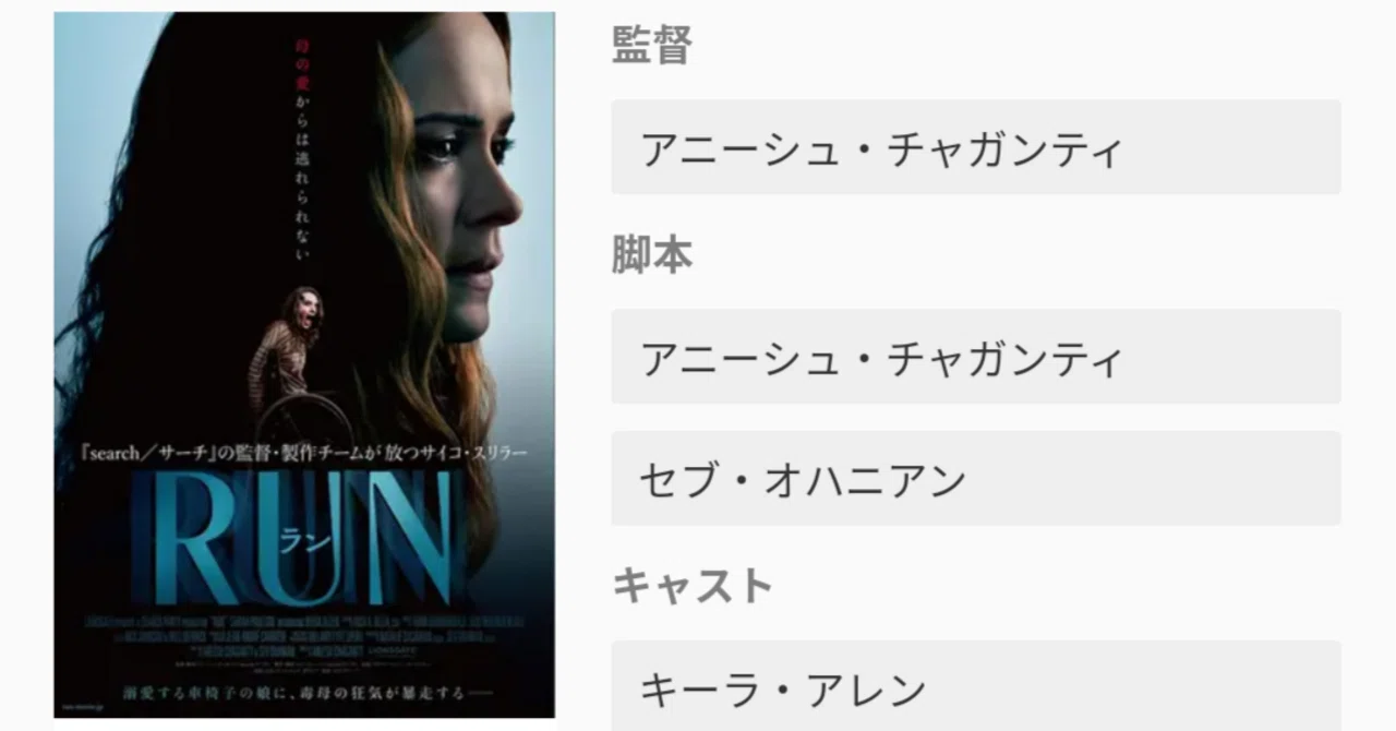 トップ・オブ・毒親【ホラー映画を毎日観る人】(249日目) 「RUN/ラン