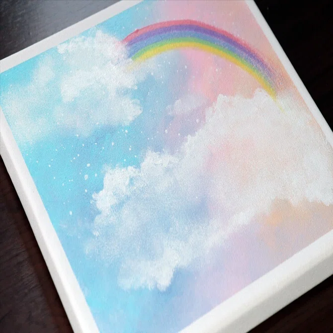 アクリル絵の具で「パステルカラーの空」を描いてみた｜junya_art