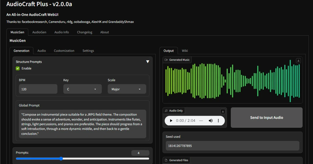 AudioGenとMusicGen用の全部入りwebui、AudioCraft Plusを試す｜はまち