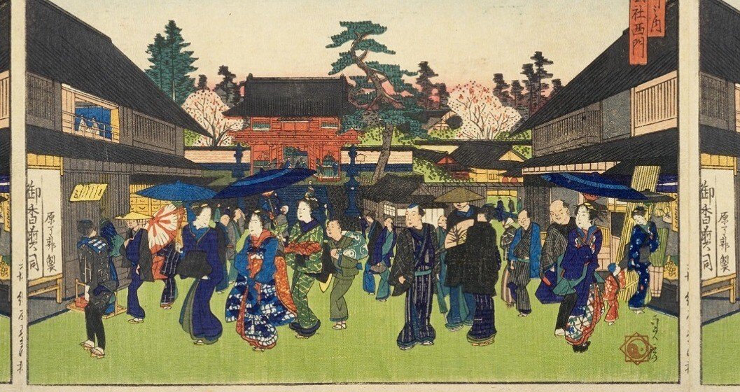 065 大阪浮世絵 長谷川 貞信 「 都名所之内 / 金閣寺雪景 」中判