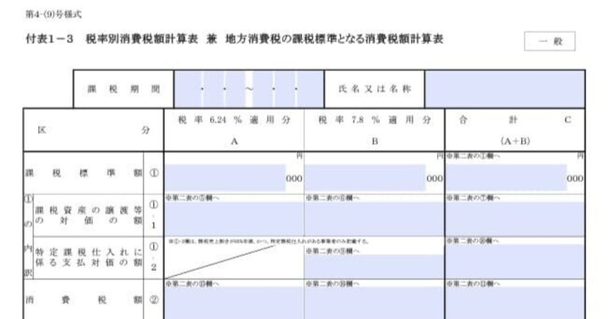入力用PDF】付表1-3 税率別消費税額計算表 兼 地方消費税の課税