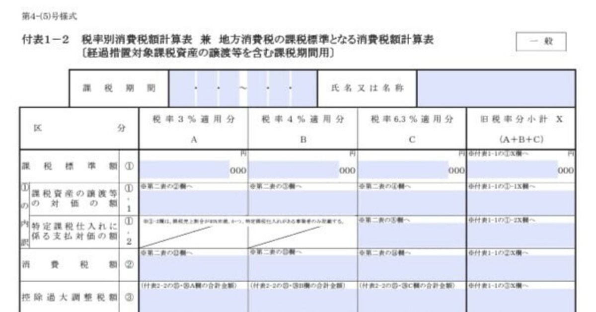 入力用PDF】付表1-2 税率別消費税額計算表 兼 地方消費税の課税