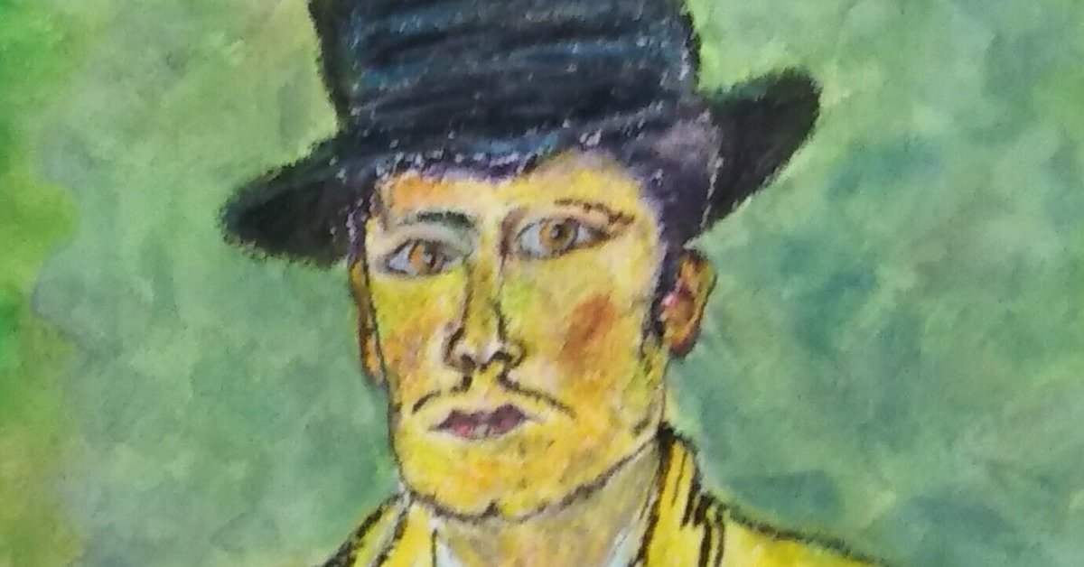 水彩画　画家の肖像画の模写 水彩画 画家の肖像画の模写