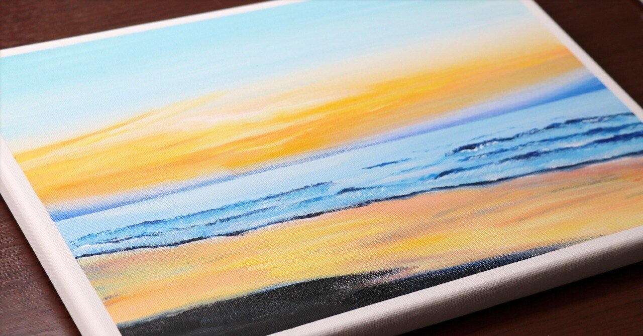 アクリル絵の具で「日の出の海」を描いてみた｜junya_art