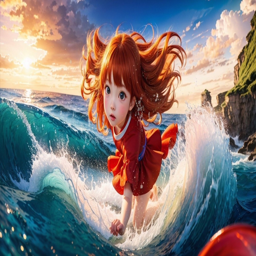 お題以外はAIが生成した61：「崖の上のポニョ」｜どんむ