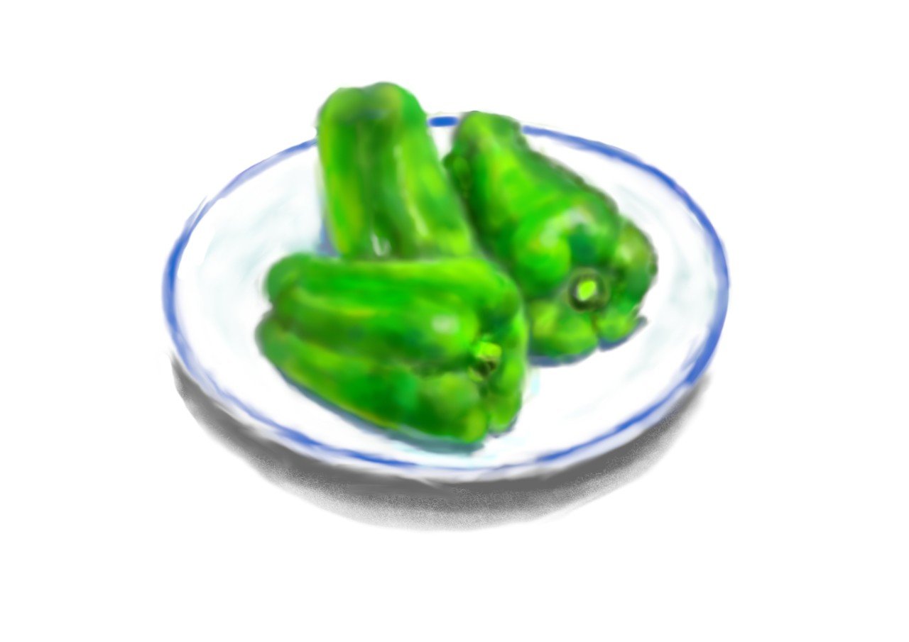 ピーマンの絵の制作過程｜るみあ