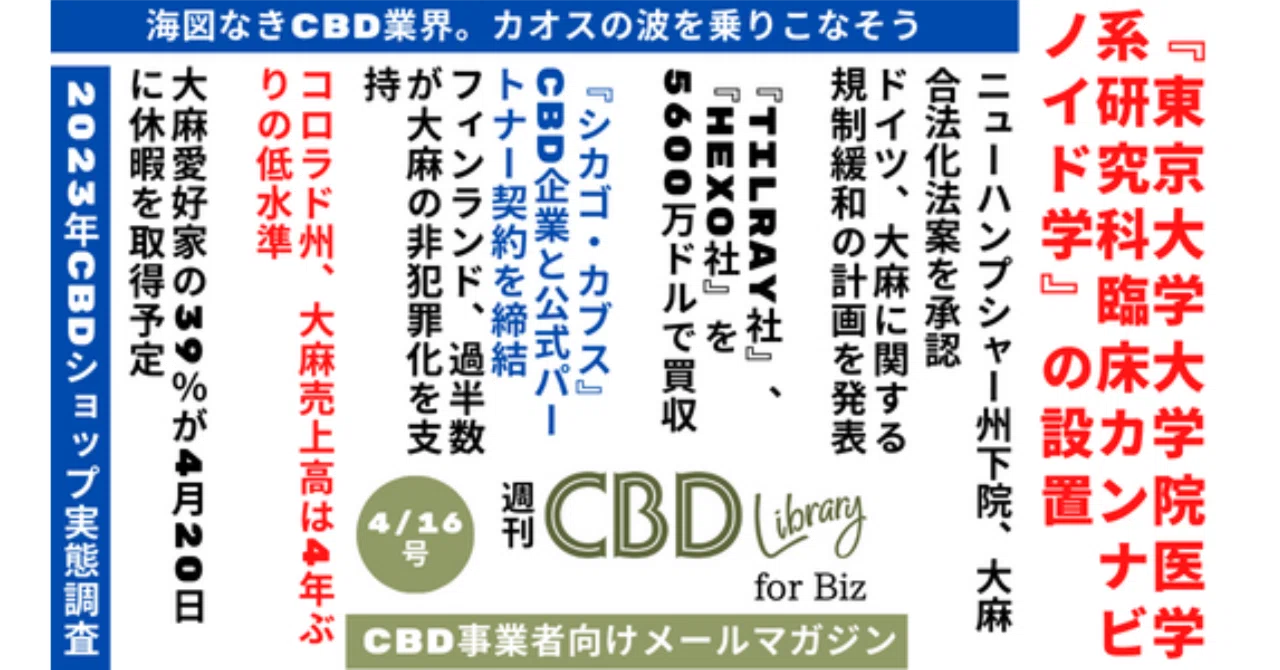 東京大学大学院医学系研究科「臨床カンナビノイド学」の設置｜CBD事業者向けメルマガ『週刊CBDライブラリー for Biz』バックナンバー ...