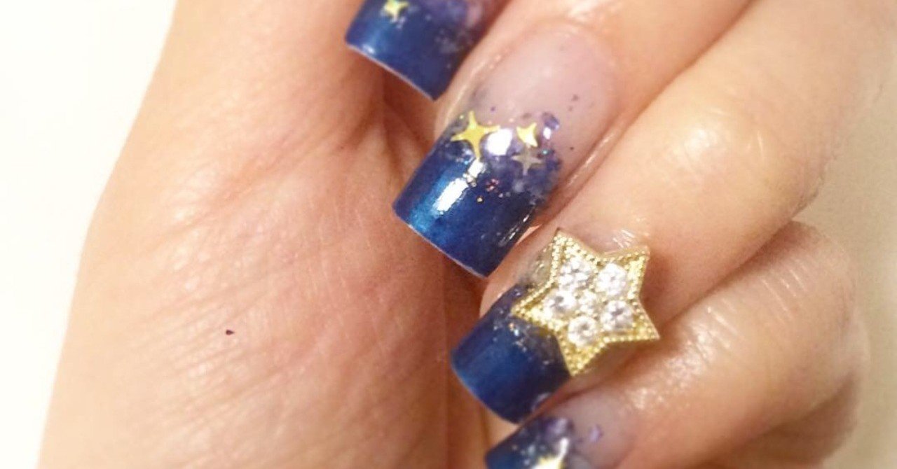 メイキング】ブルーとスターのネイル（チップオーバーレイ）｜カゼタチ