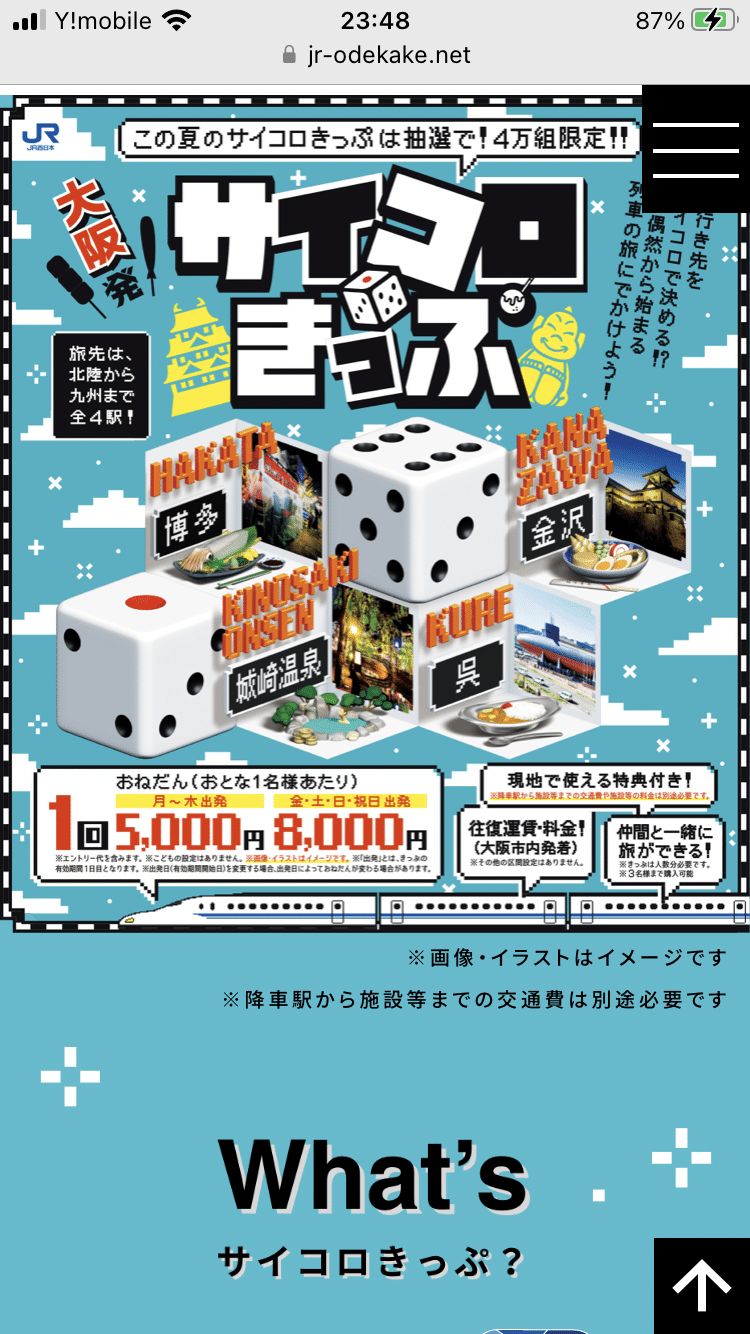 津山行きサイコロきっぷ(未発券)