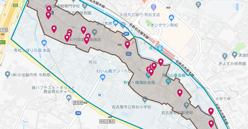 名古屋市のまち並み保存地区 第1号「有松」の伝統的建造物をマッピングしてみた