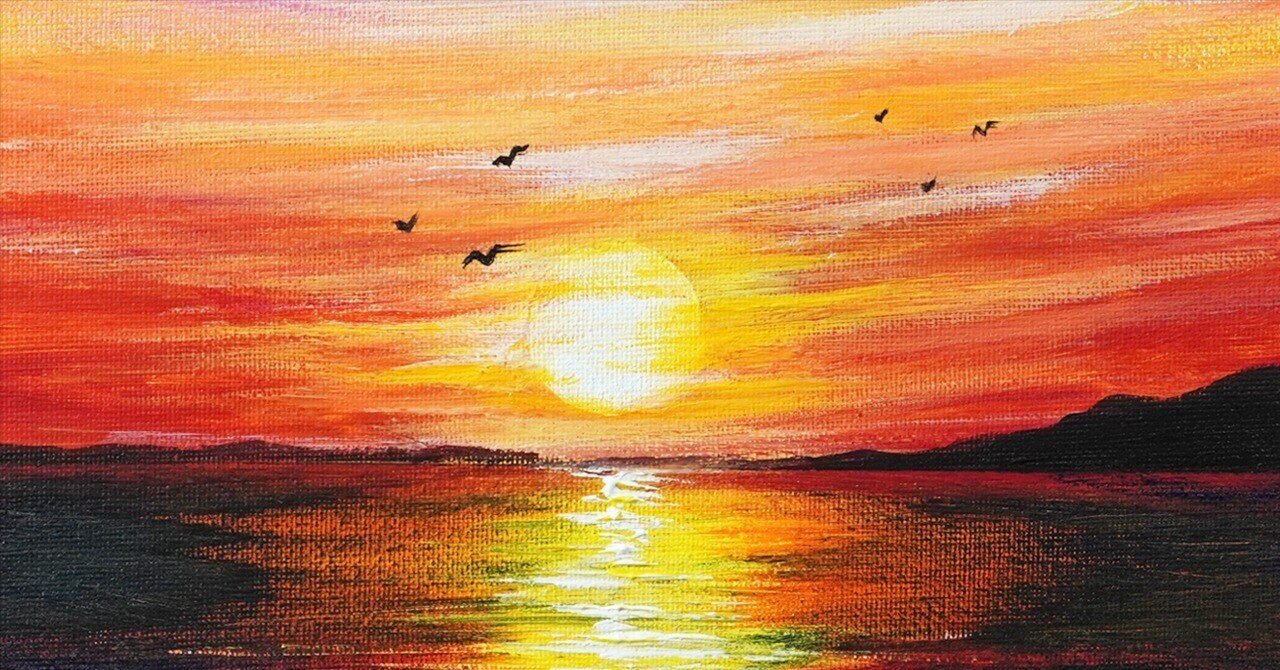 アクリル絵の具で「夏の夕日」を描いてみた｜junya_art