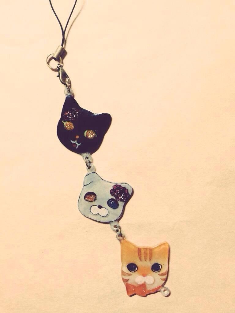 プラバンストラップ 「猫二連」改「猫三連」｜mkm