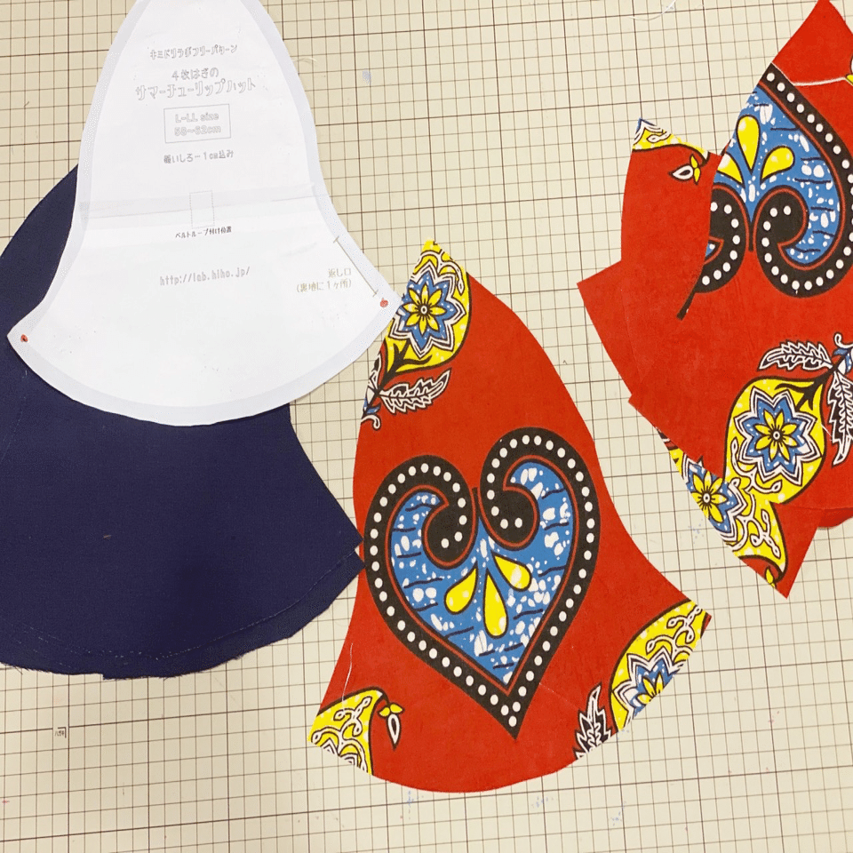 裁縫録0056】 アフリカ風？チューリップハット｜さざなみあやめ