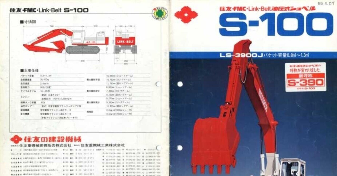 住友重機械工業 住友FMC Link-Belt 油圧式ショベル S-100 LS