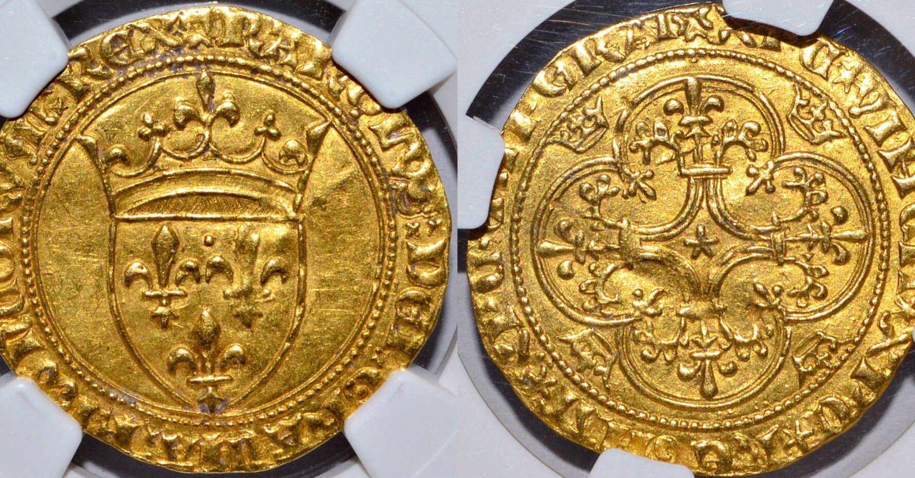 シャルル6世のブラン 銀貨 1385年-1417年 ヴァロワ朝 AO13 フランス