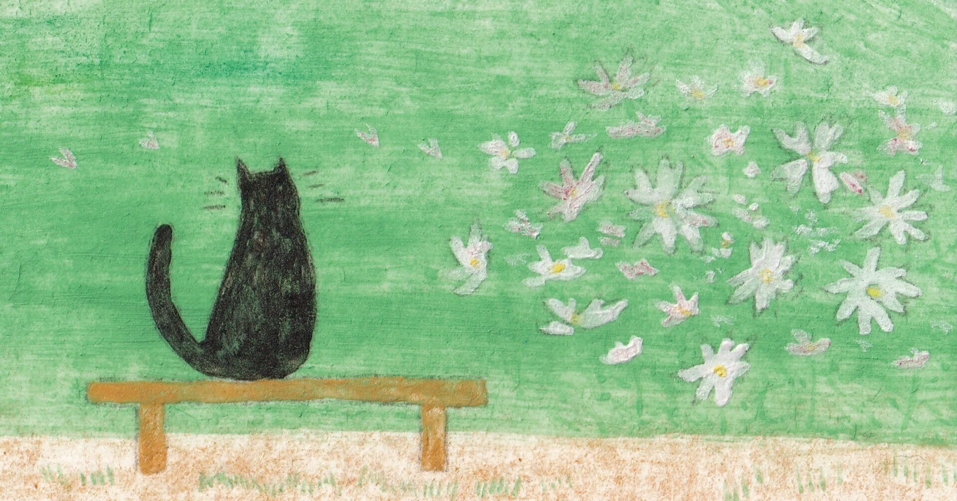 コスモスと黒猫と富士山｜森野なか