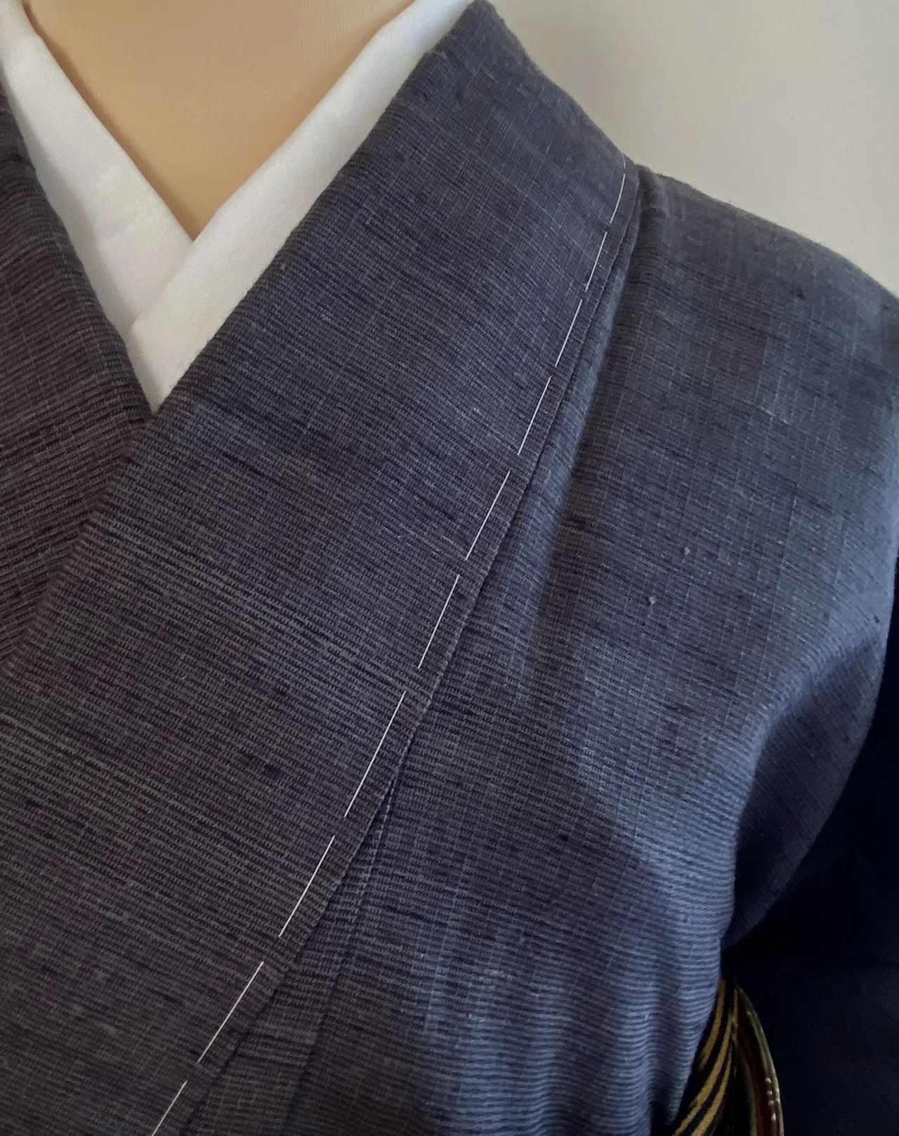 グレー能州紬単衣着物｜夢吉きもの