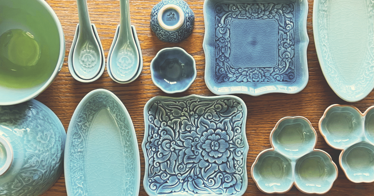 セラドン焼き　サイアムセラドン　深皿&レンゲ5点セット セラドン焼き サイアムセラドン 深皿&レンゲ5点セット セラドン焼き