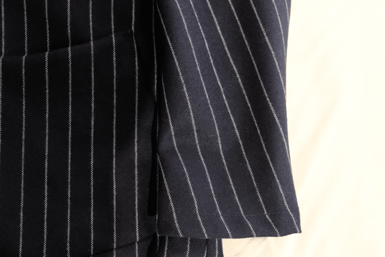 m's braque エムズブラック 日本製 ウールチョークストライプ3Bジャケット 152513 36 グレー テーラードジャケット アウター ☆☆mc57940 m\u0027s braque 濃紺にチョークストライプ。伝統とモダン。｜水岡