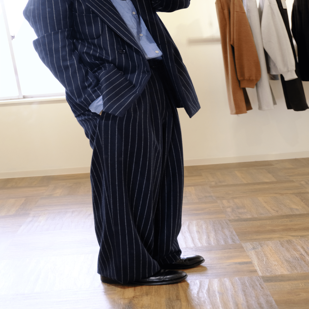 m's braque チョークストライプ　テーラードジャケット e59ffd48e2fcaa71f531eaf64a9e2c