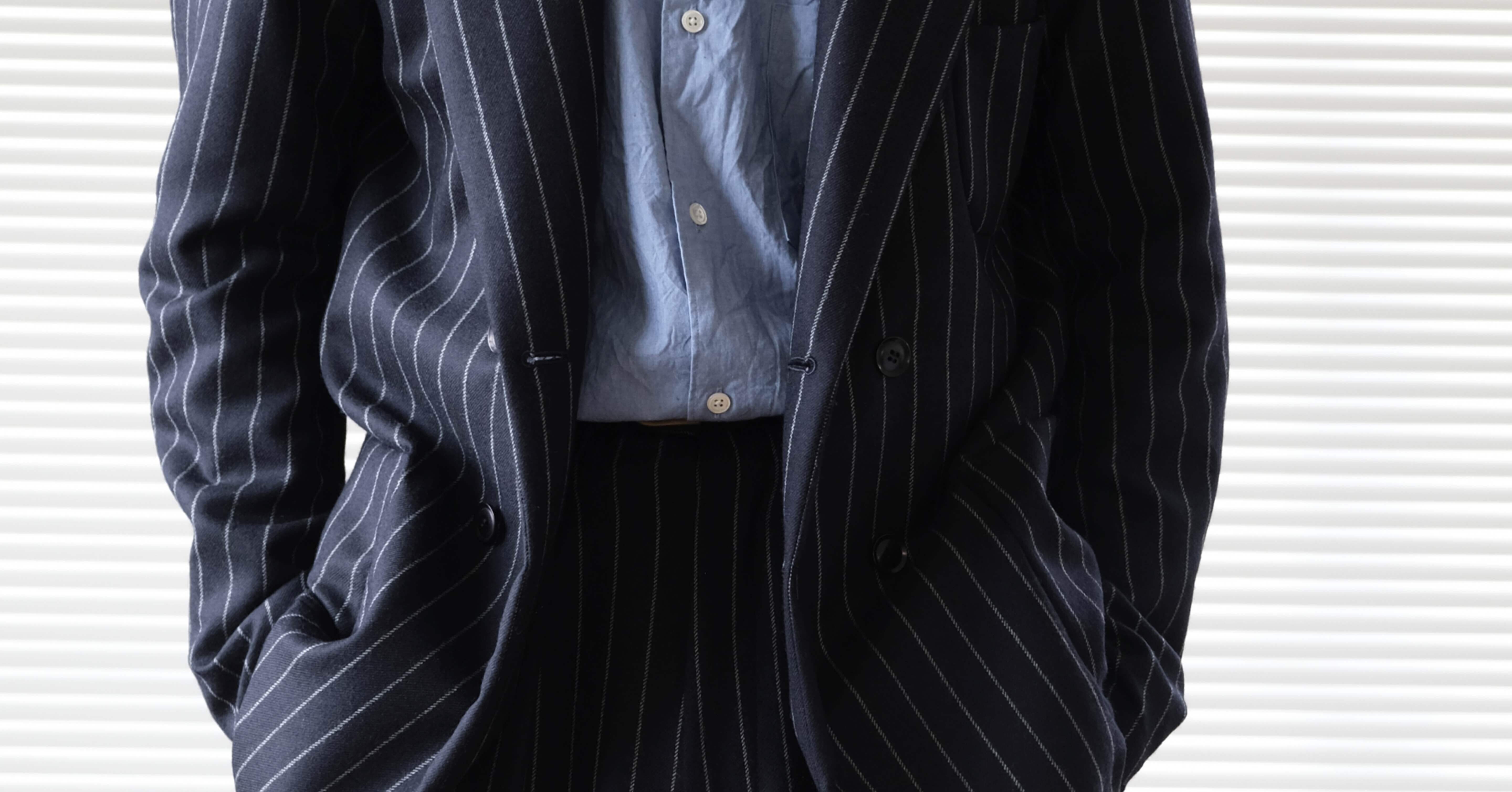 m's braque チョークストライプ　テーラードジャケット e59ffd48e2fcaa71f531eaf64a9e2c