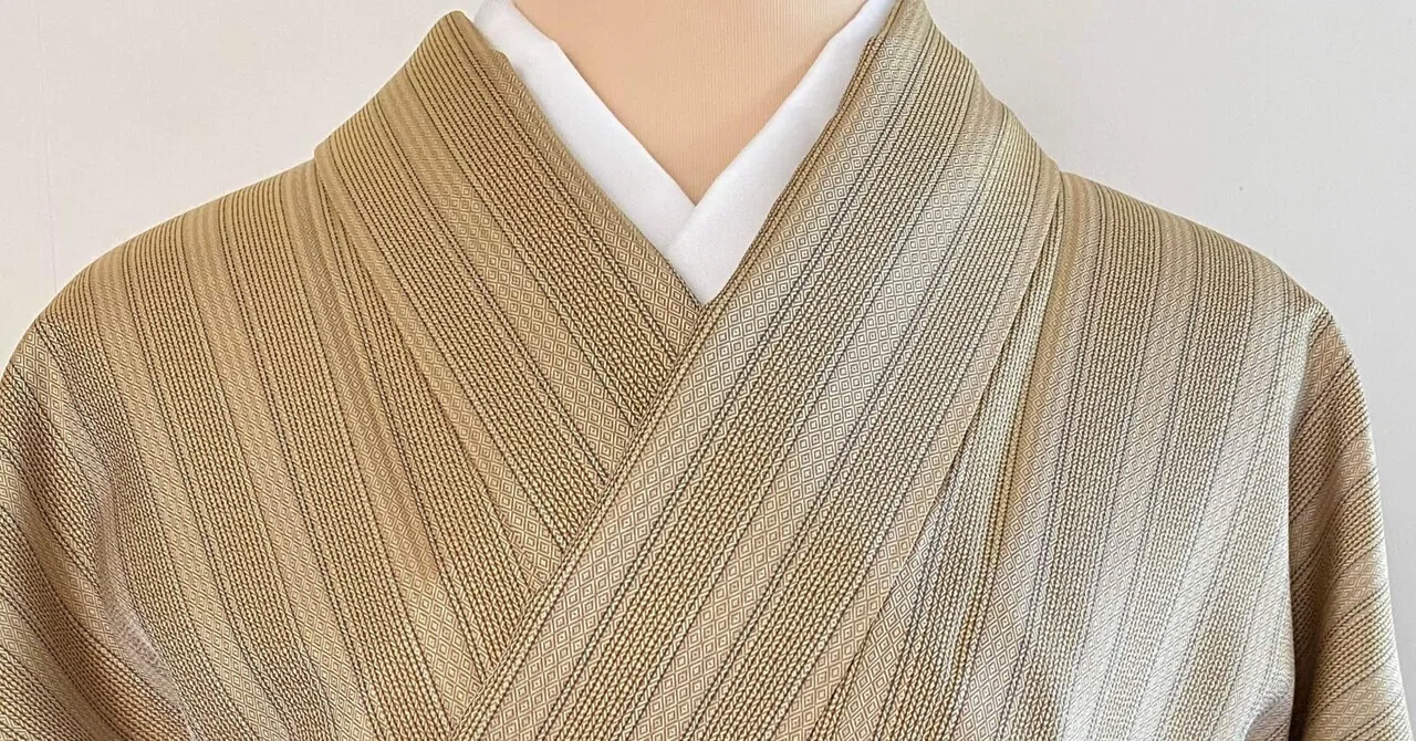 卵色入子菱お召|夢吉きもの
