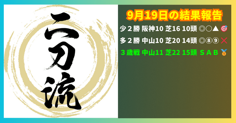 9月18日の結果公開｜阪神10R🎯/中山10R/セントライト記念🥇