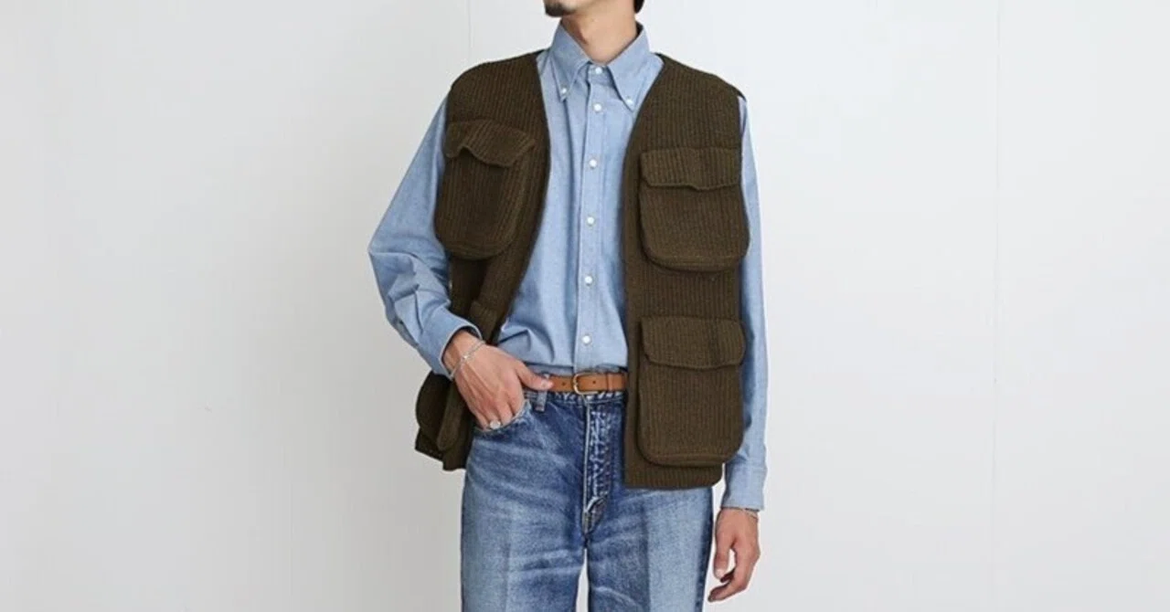 INSCRIRE アンスクリア 23AW Wool Jersey Field Vest ウールジャージーフィールドニットベスト I23AW-BZ03 カーキ 38 INSCRIRE（アンスクリア）の「INSCRIRE | ウールジャージー フィールド