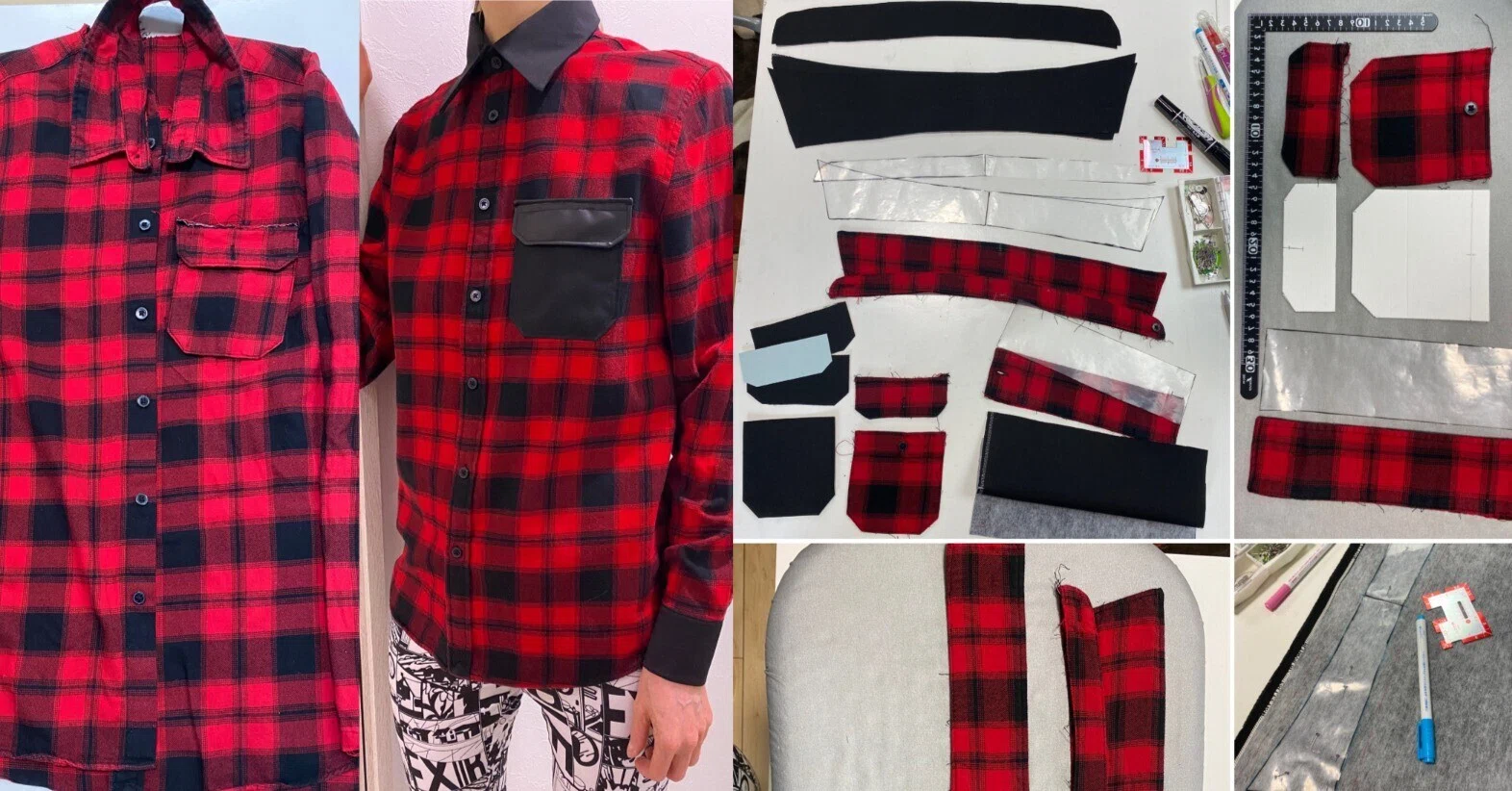 LIGO ligo ハンドメイド　リゴ　リメイクシャツ　チェックシャツ　赤 LIGO ligo ハンドメイド リゴ リメイクシャツ チェックシャツ 赤