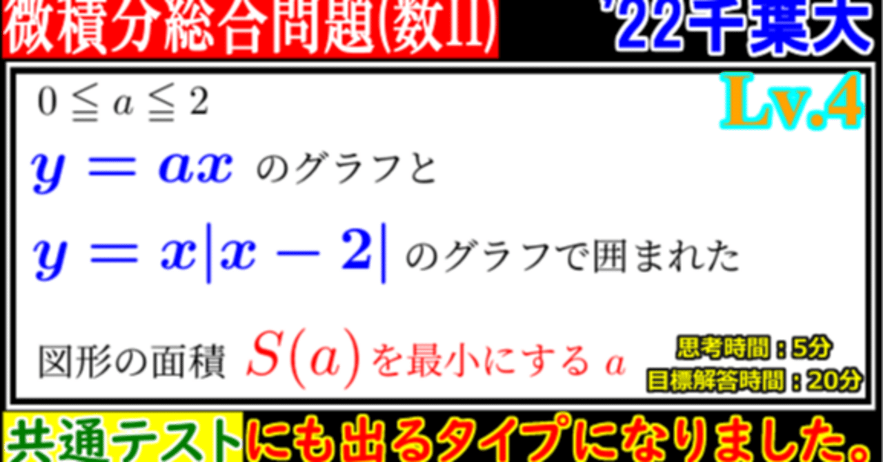 PieceCHECK(2023-60) 2022年千葉大 絶対値付き2次関数のグラフと面積｜東大数学9割のKATSUYAが販売する数学の問題集