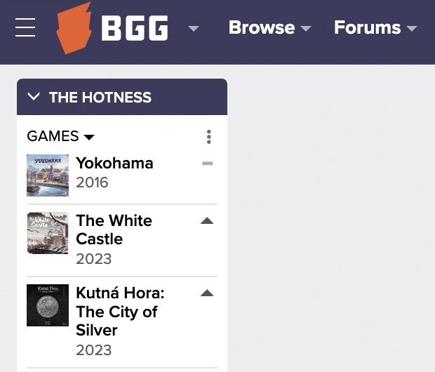 BoardGameGeekのHotnessのトップに横濱紳商伝が！作者として私の名前も11位くらいに入っています。新しい会社からの新版発表に