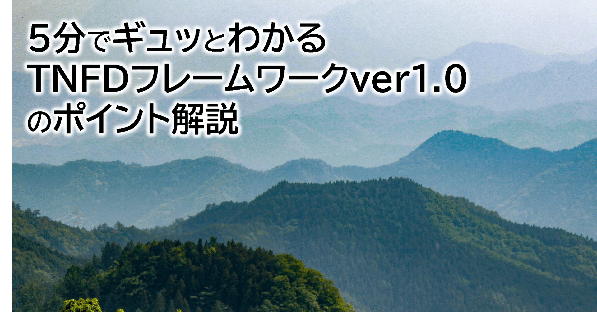 5分でギュッとわかるTNFDフレームワークver1.0のポイント解説｜国際