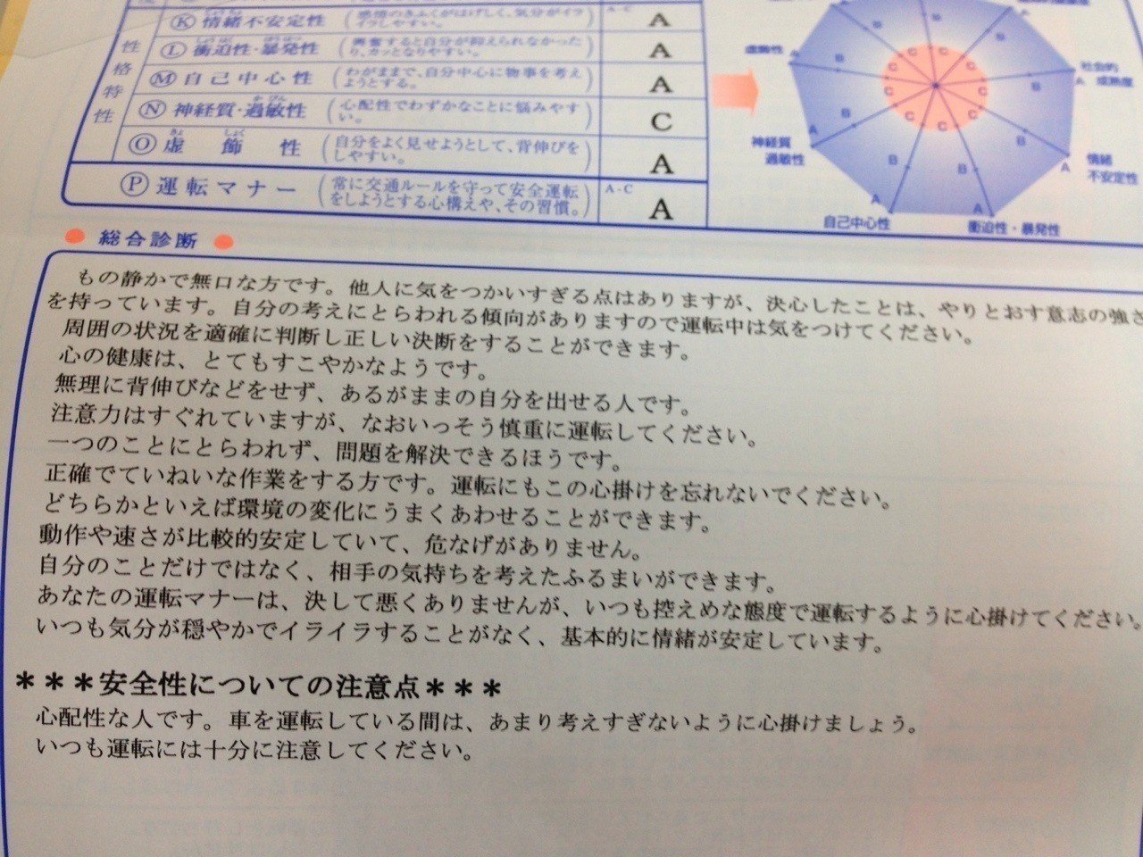 運転適性検査 わたしはこういう人なんだってさ 城門有美 Note