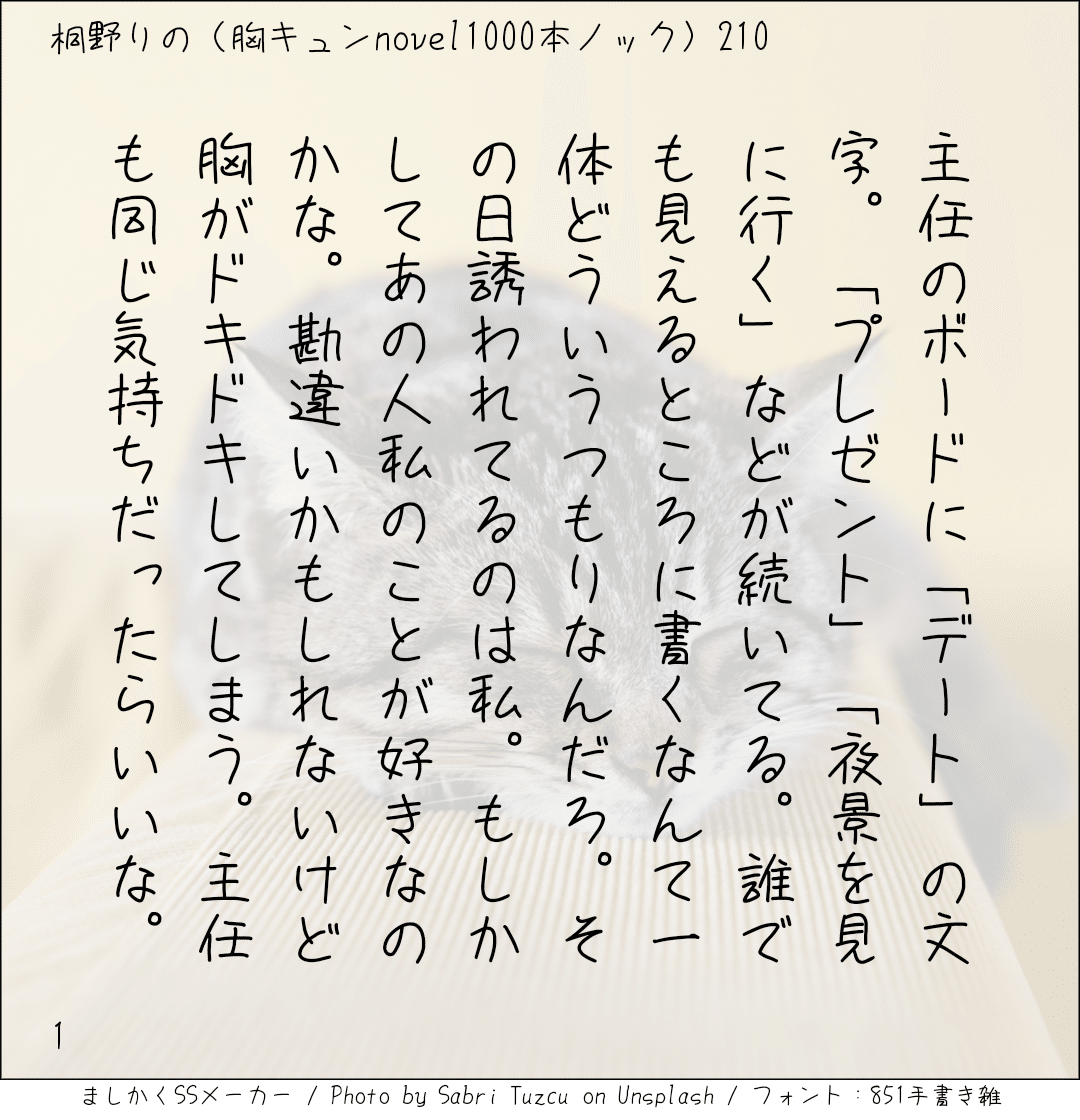胸キュンnovel1000本ノック210 桐野りの 胸キュンノベラー Note
